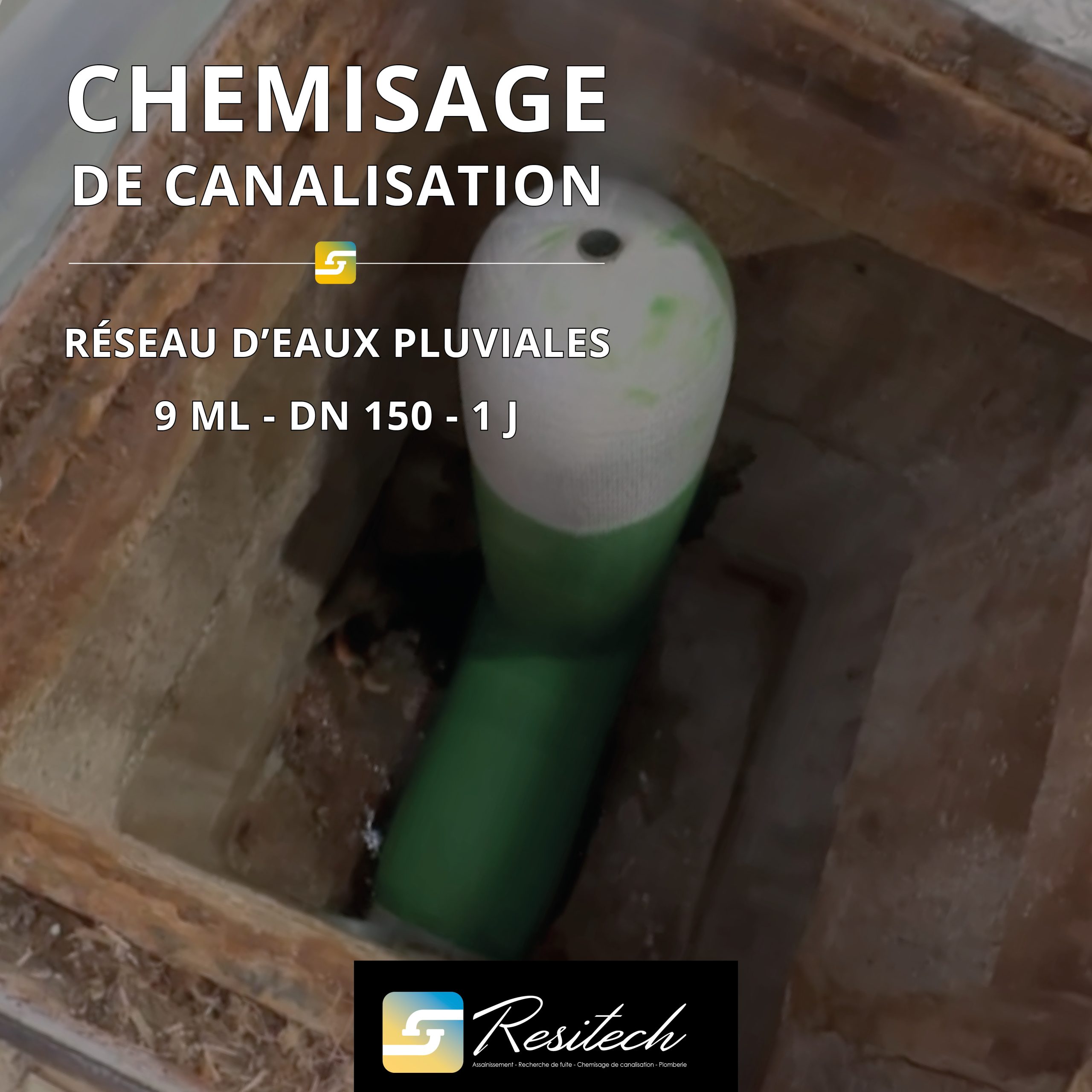 Chemisage de canalisations à Toulon pour un collecteur EP de 9 mètres