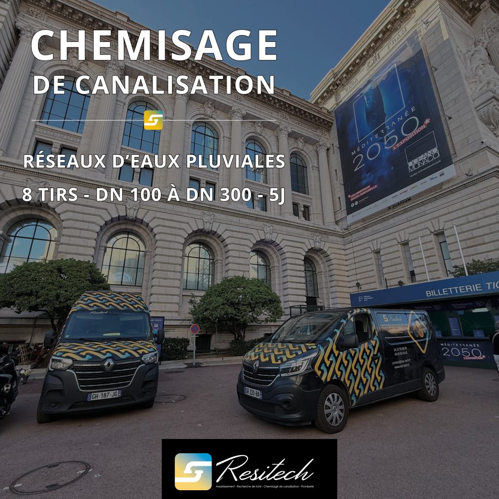 Chemisage de canalisation d'eaux pluviales au musée de monaco